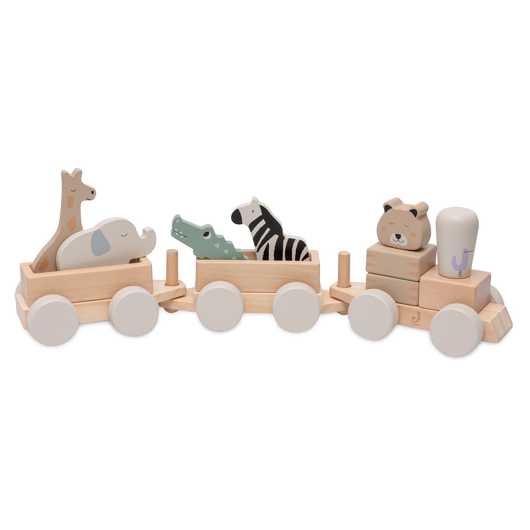 Train en bois pour bébé avec animaux jungle