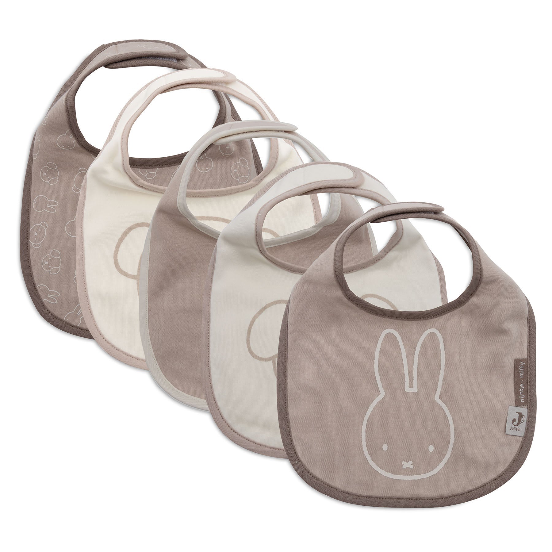 Lot de 5 bavoirs – Miffy & Friends (Ivory & Nougat)