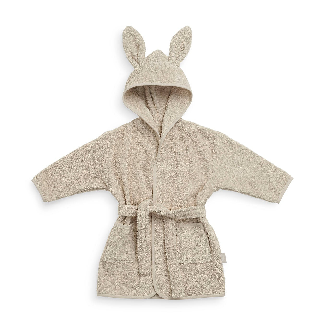 Peignoir bébé en coton éponge nougat avec capuche oreilles