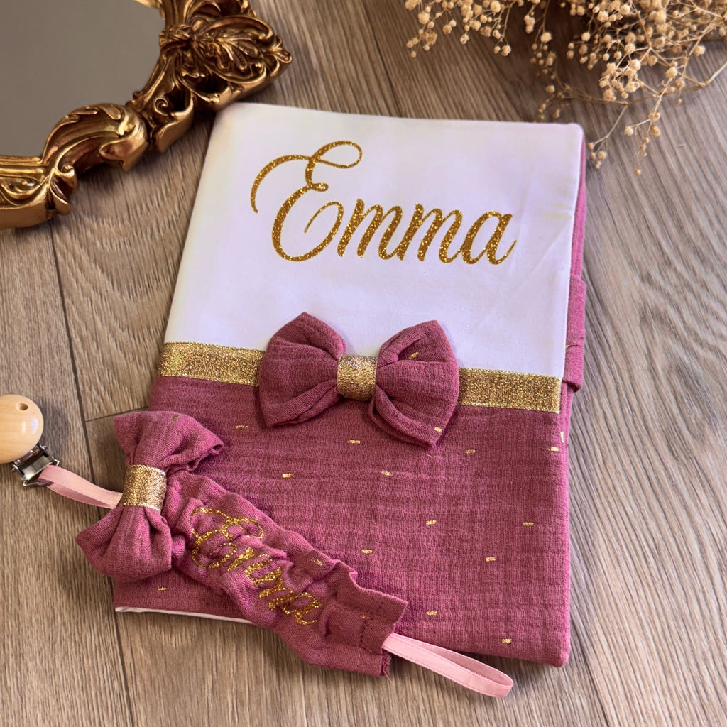 Coffret Protège Carnet et Attache  tétine À personnalisé