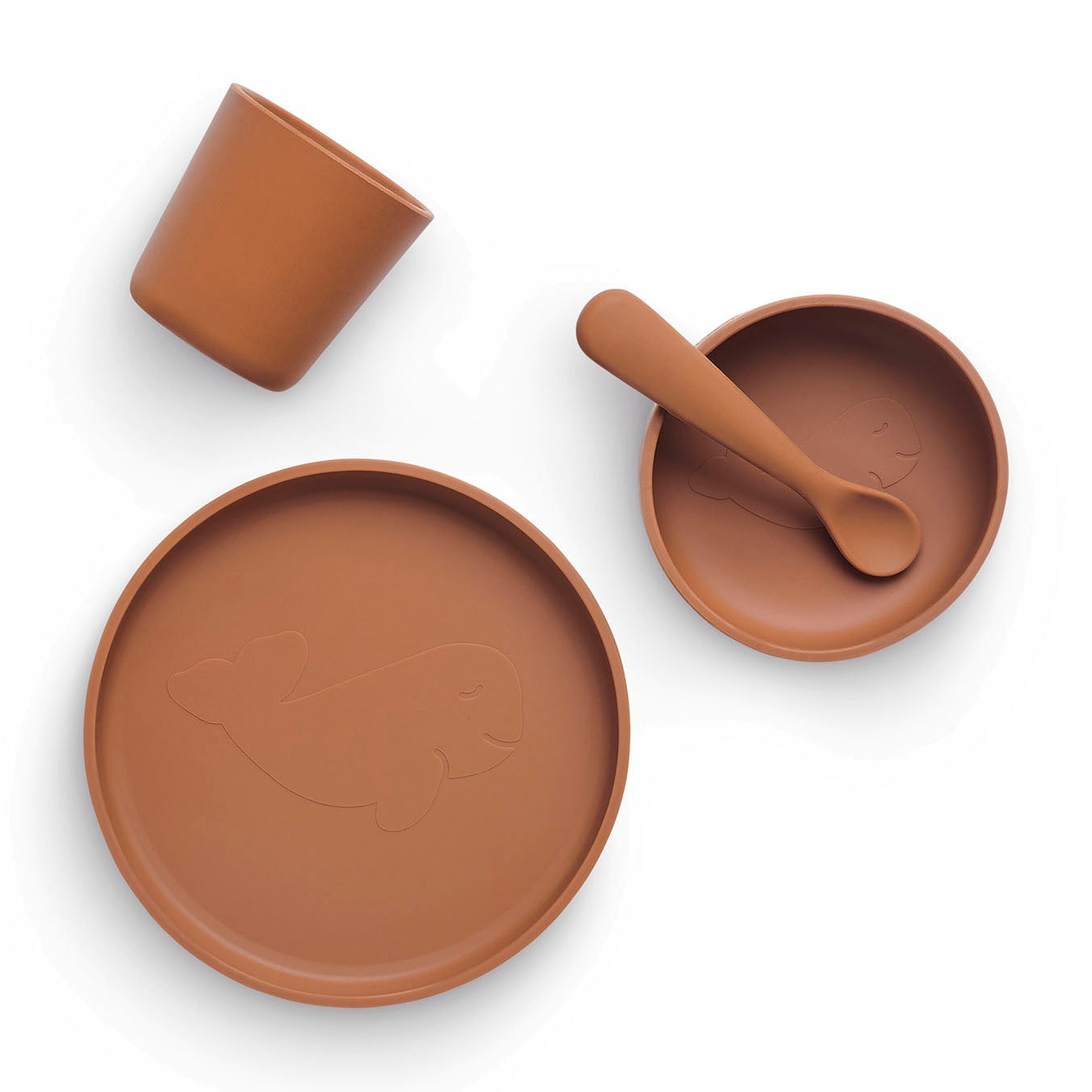 Set de vaisselle bébé en silicone – Caramel – 4 pièces – Jollein