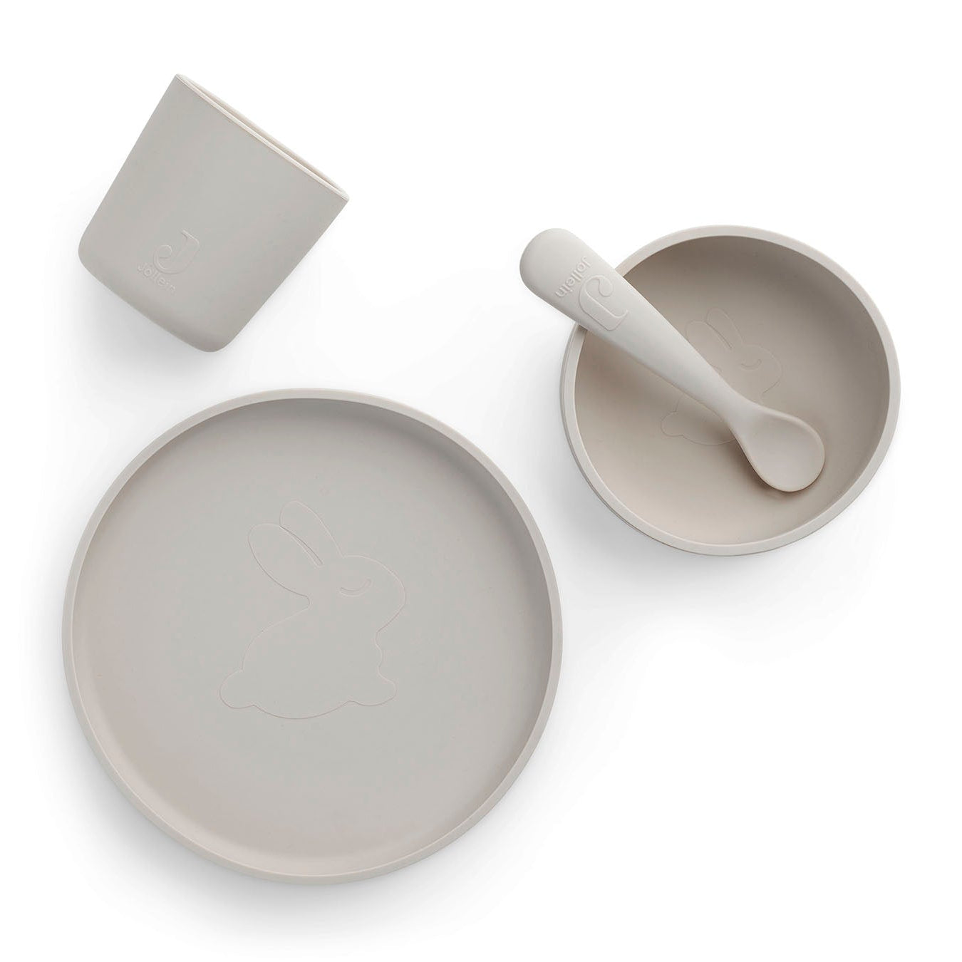 Set de vaisselle bébé en silicone – Couleur Nougat – 4 pièces – Jollein