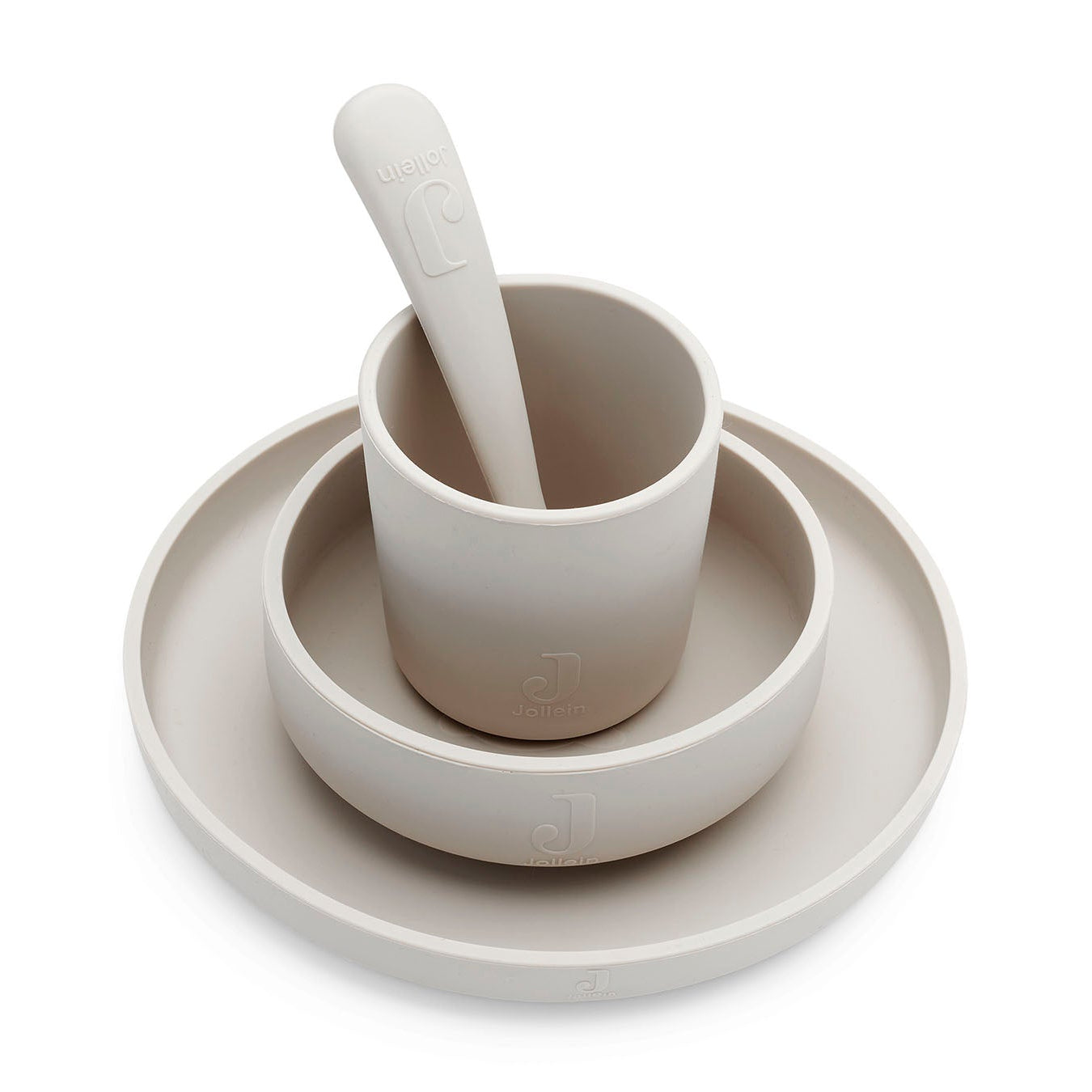 Set de vaisselle bébé en silicone – Couleur Nougat – 4 pièces – Jollein