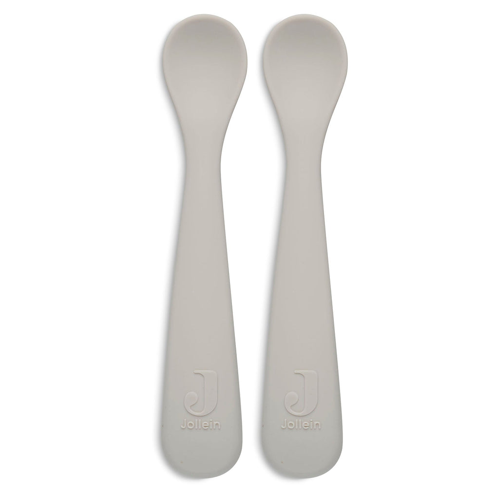 Cuillères bébé en silicone souple - lot de 2 - couleur nougat