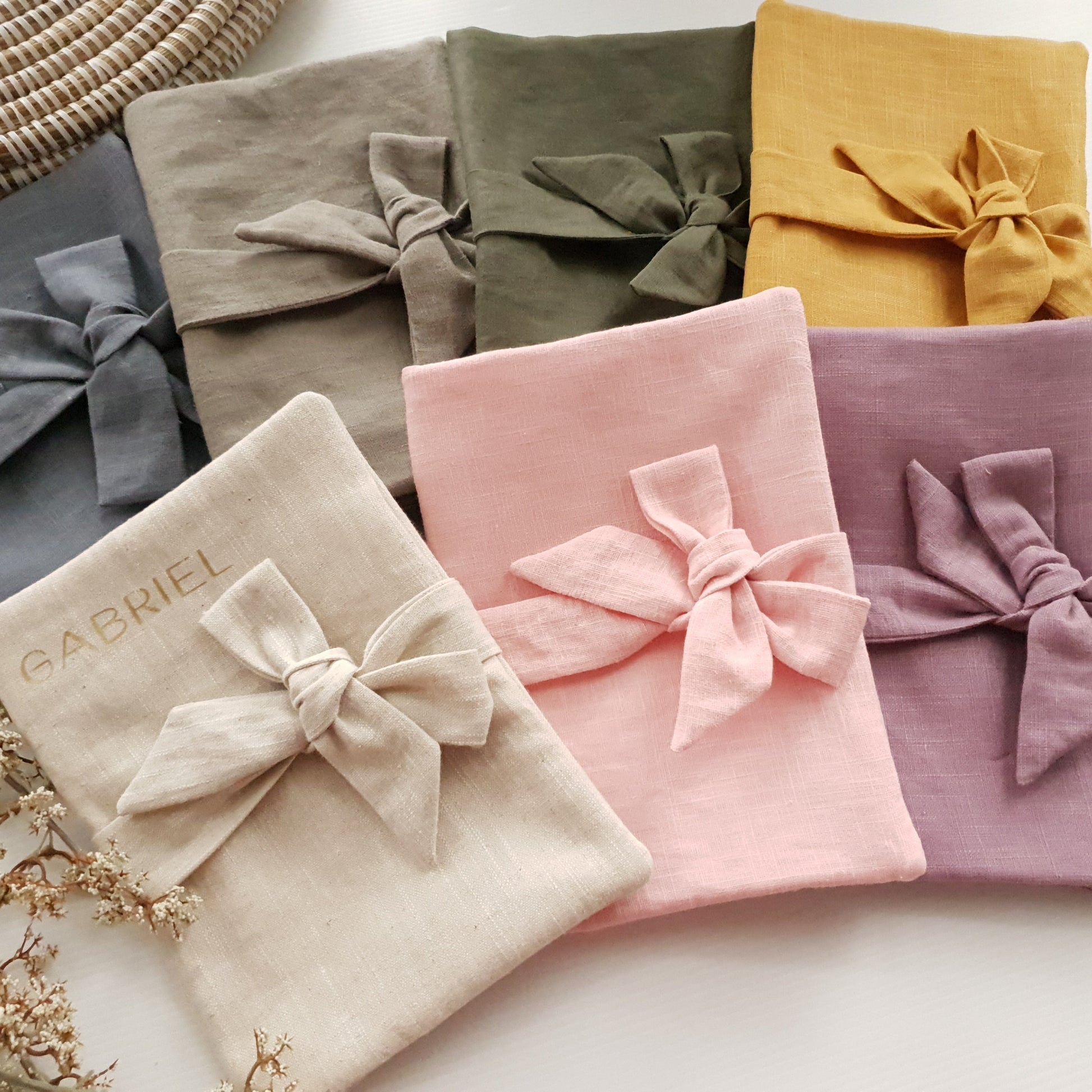 protège carnet à personnlisé en lin